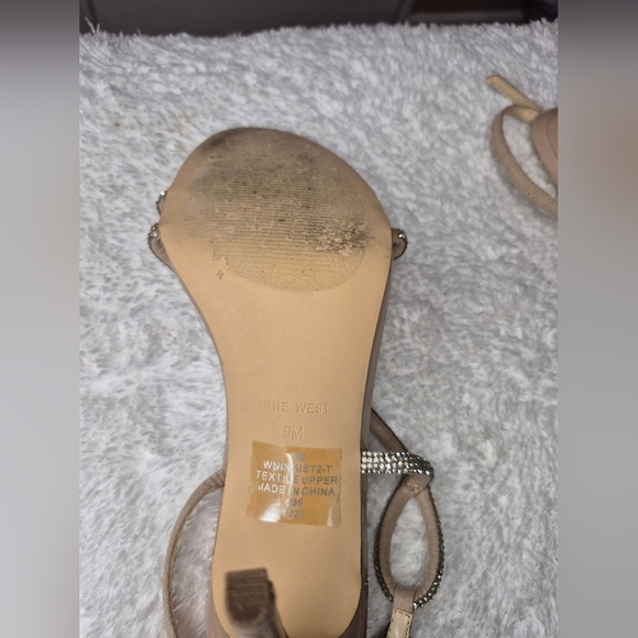 Nine West Nude Heels with Rhinestone Straps - Picture 6 of 7